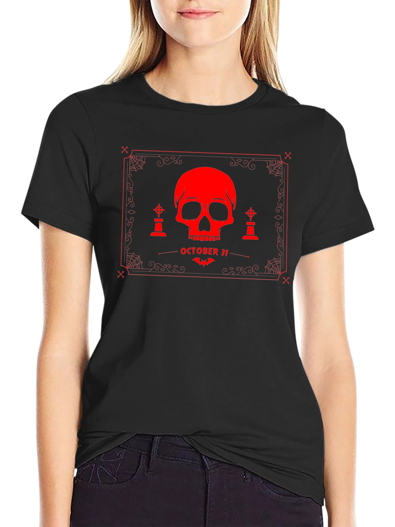Halloween Skull Graphic T-Shirt