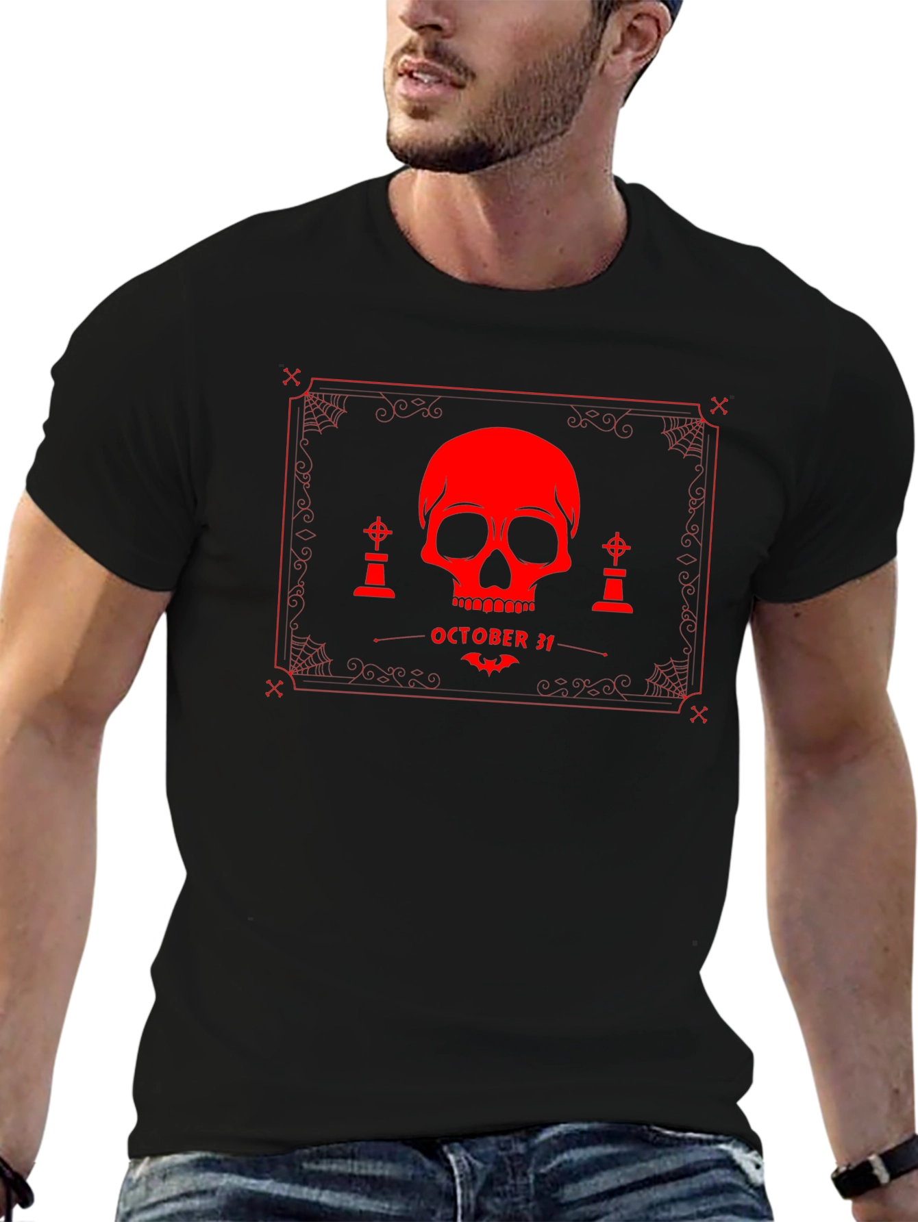 Halloween Skull Graphic T-Shirt