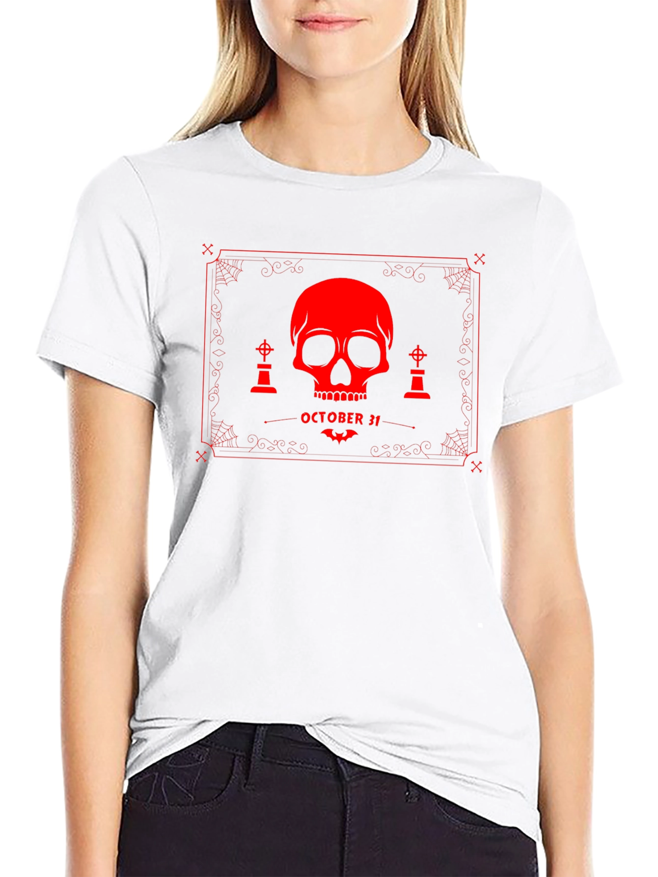 Halloween Skull Graphic T-Shirt