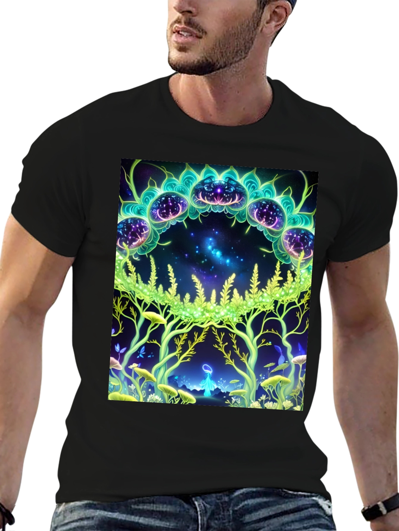 Mystic Forest Graphic Tee - Black