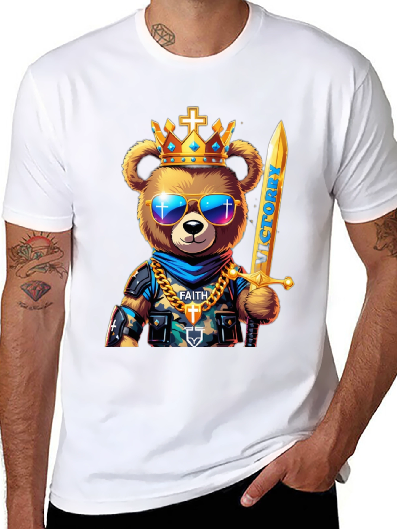 King Bear Graphic T-Shirt - Victory & Faith