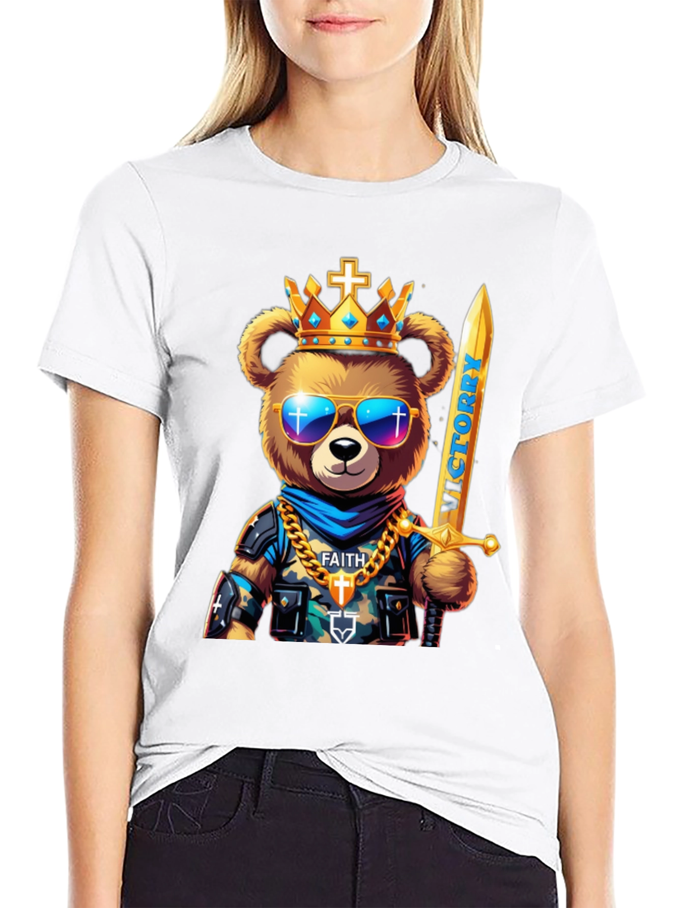 King Bear Graphic T-Shirt - Victory & Faith