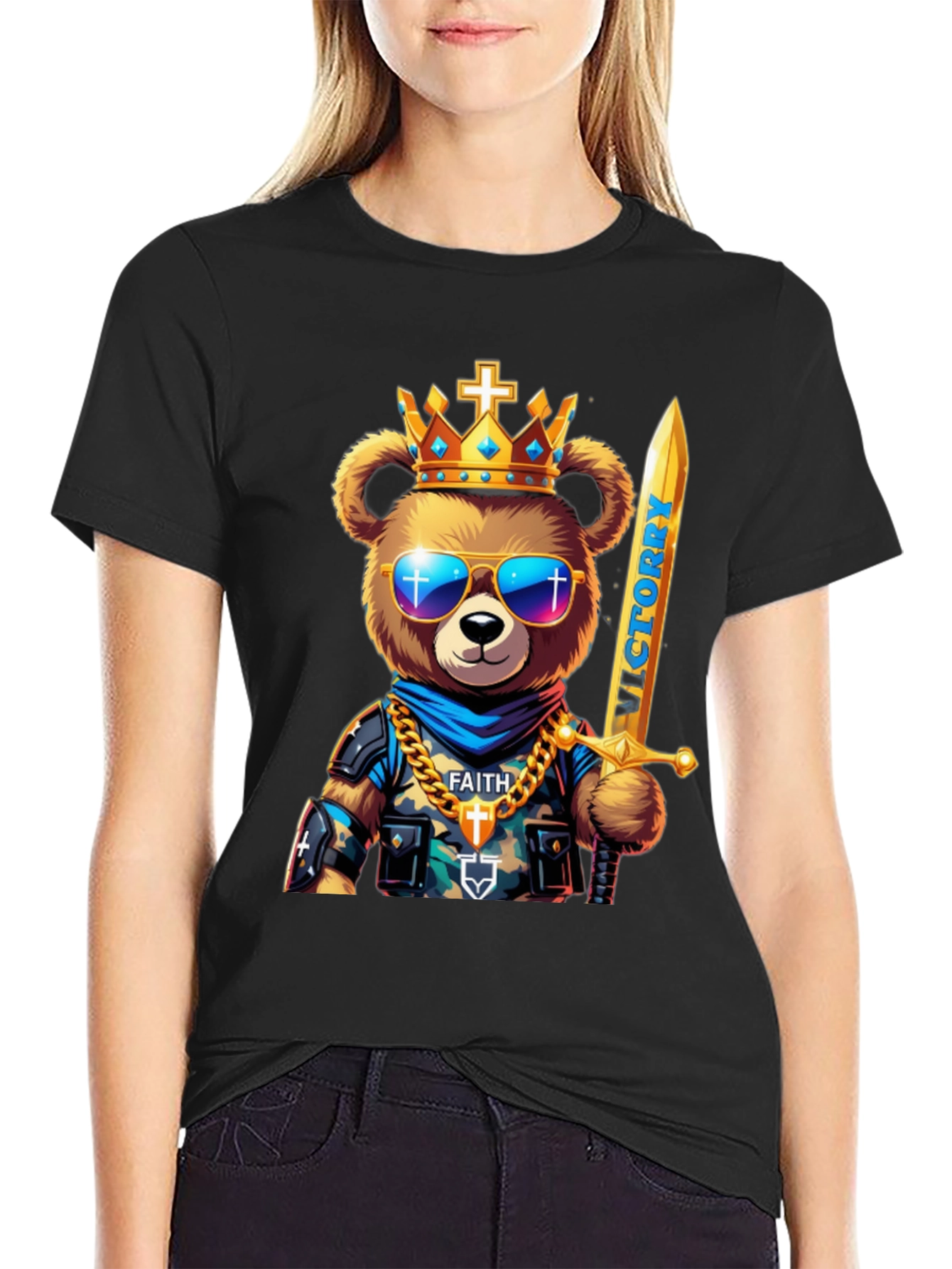 King Bear Graphic T-Shirt - Victory & Faith