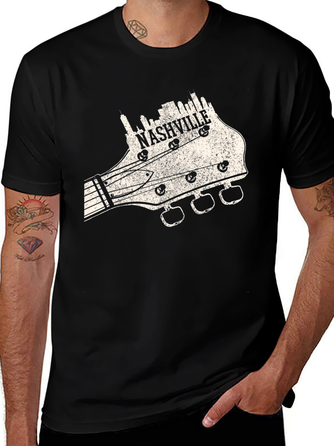 Nashville Guitar Headstock T-Shirt - Music City Tee