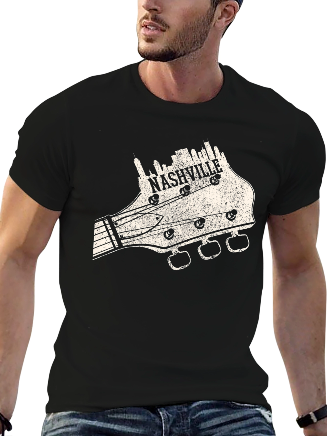 Nashville Guitar Headstock T-Shirt - Music City Tee