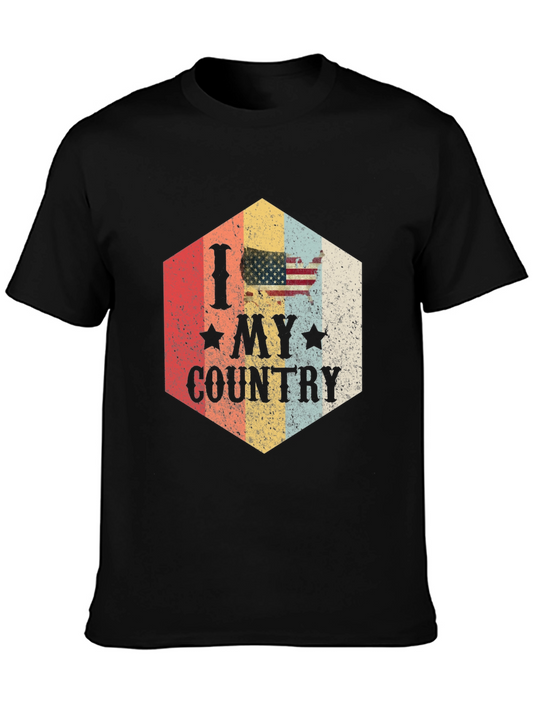 I Love My Country Graphic Tee - Patriotic USA Flag T-Shirt