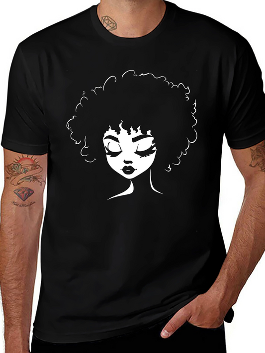 Afro Woman Silhouette Black T-Shirt