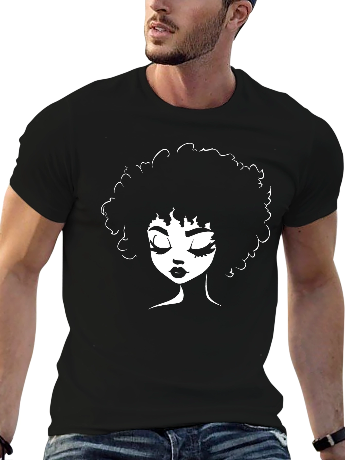 Afro Woman Silhouette Black T-Shirt