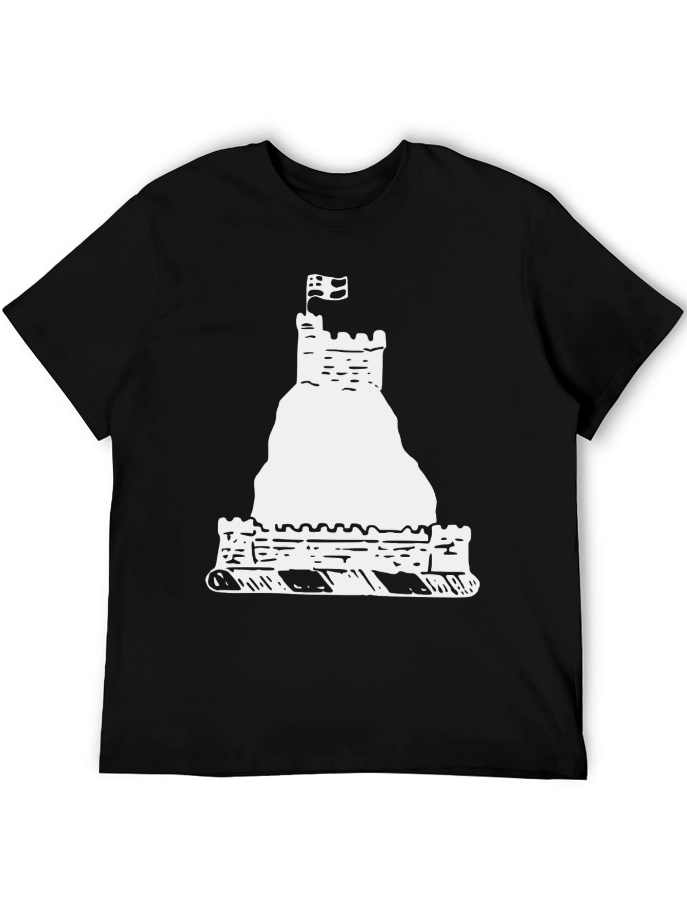 Castle Graphic Tee - Black Cotton Casual Shirt