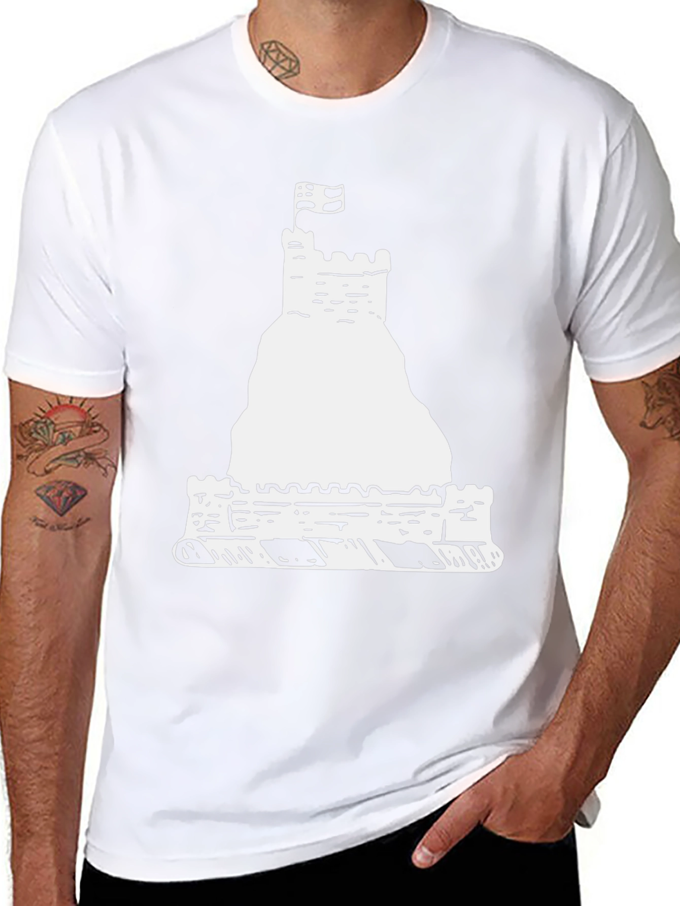 Castle Graphic Tee - Black Cotton Casual Shirt
