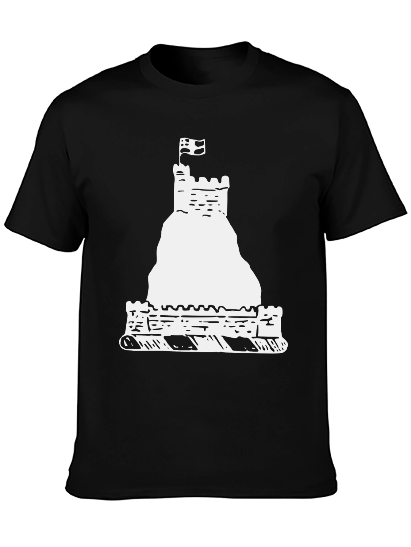 Castle Graphic Tee - Black Cotton Casual Shirt