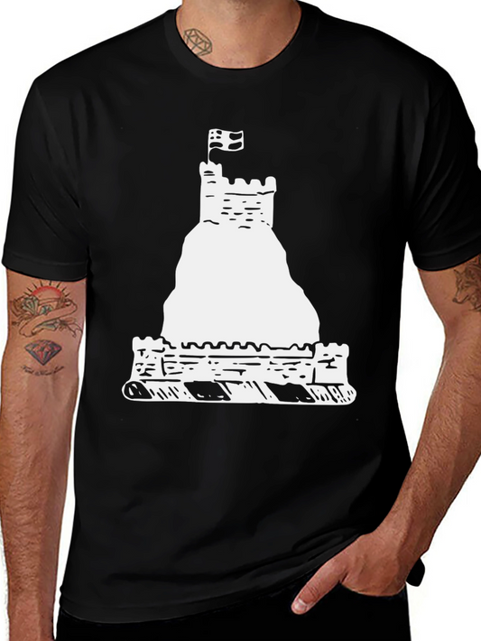 Castle Graphic Tee - Black Cotton Casual Shirt