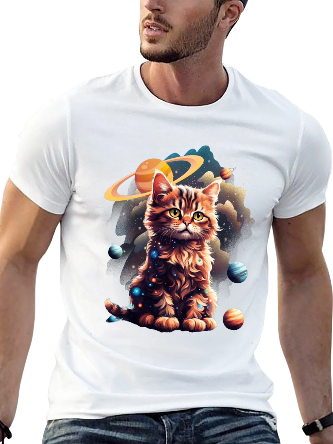 Cosmic Cat T-Shirt - Galaxy Kitten Design