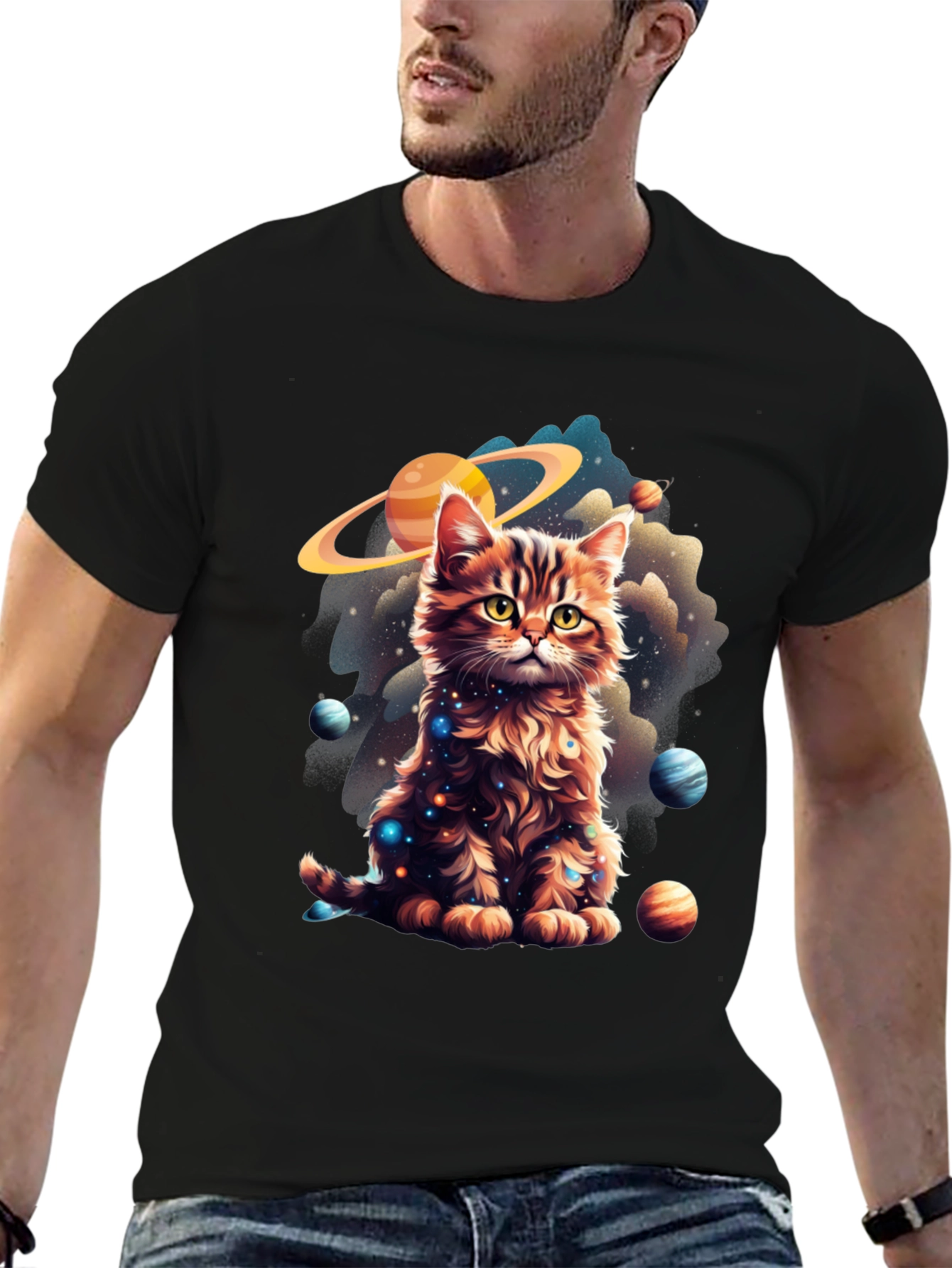 Cosmic Cat T-Shirt - Galaxy Kitten Design