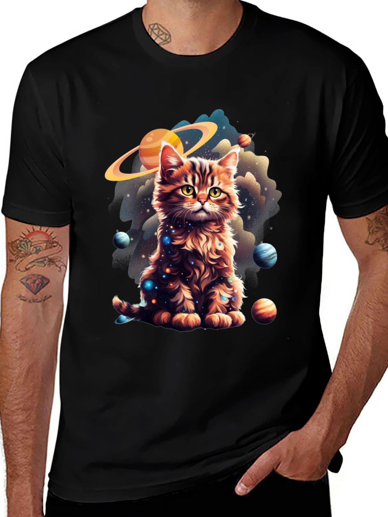 Cosmic Cat T-Shirt - Galaxy Kitten Design