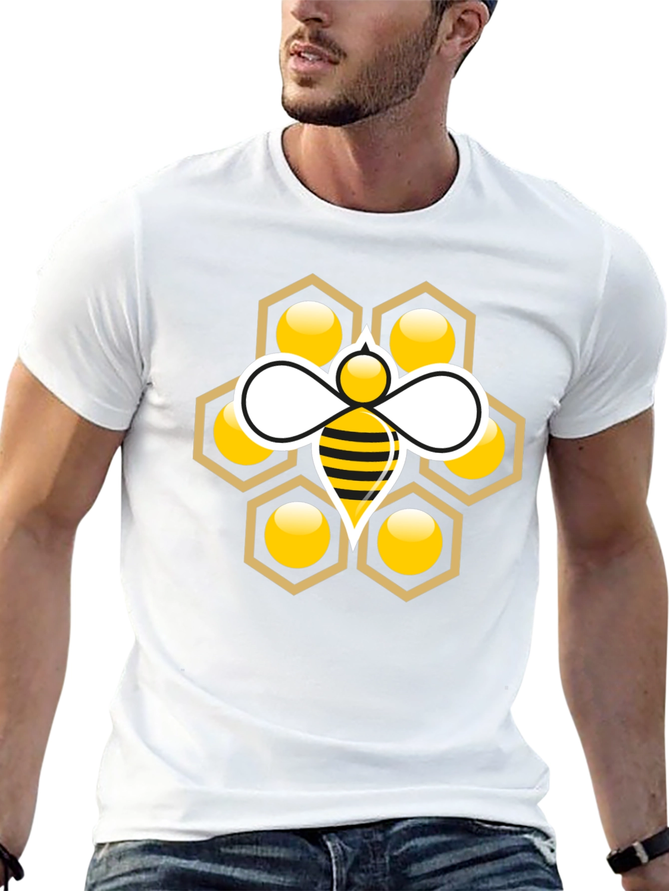 Honeycomb Bee Graphic Tee - Stylish Cotton T-Shirt
