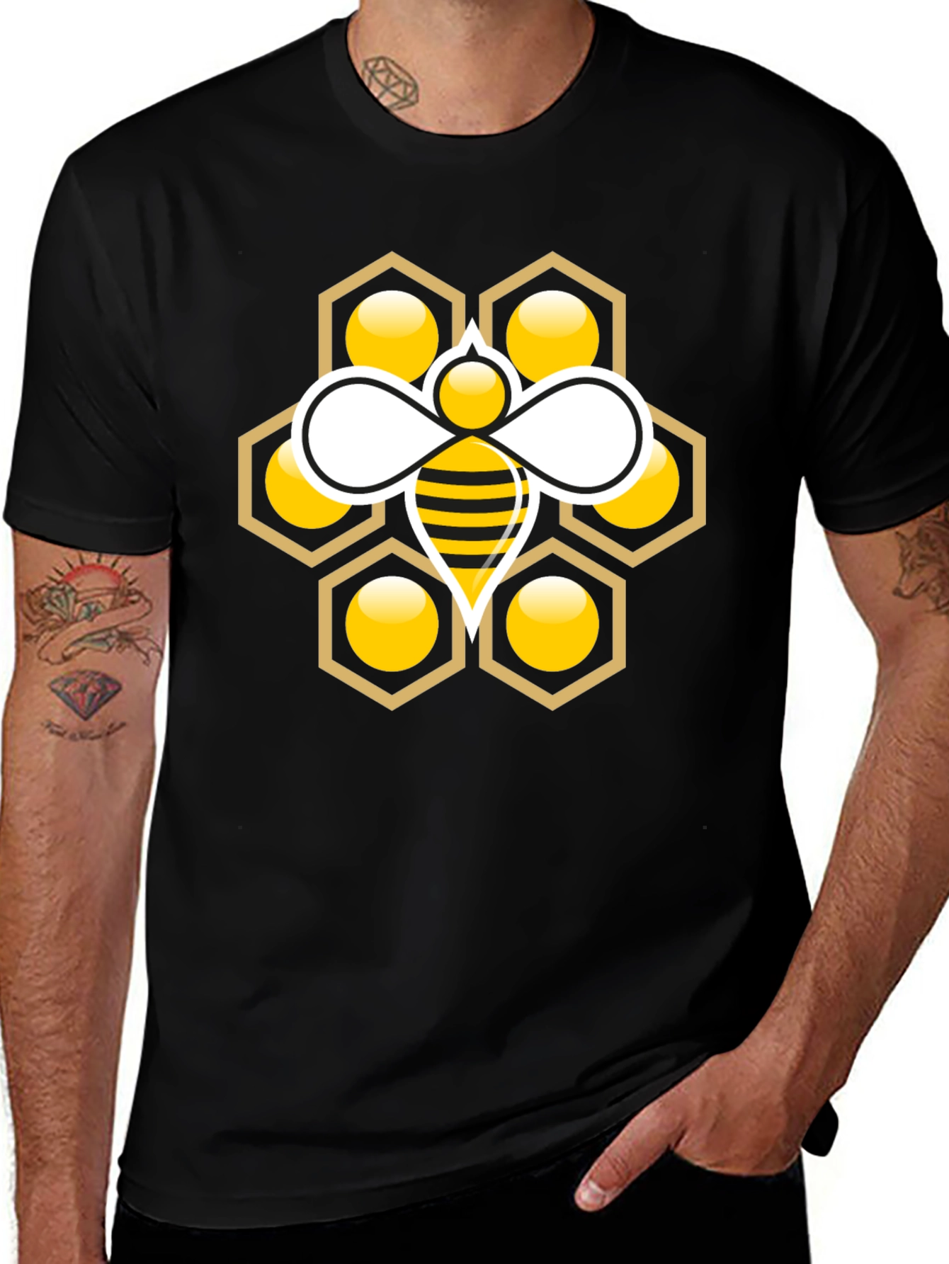 Honeycomb Bee Graphic Tee - Stylish Cotton T-Shirt