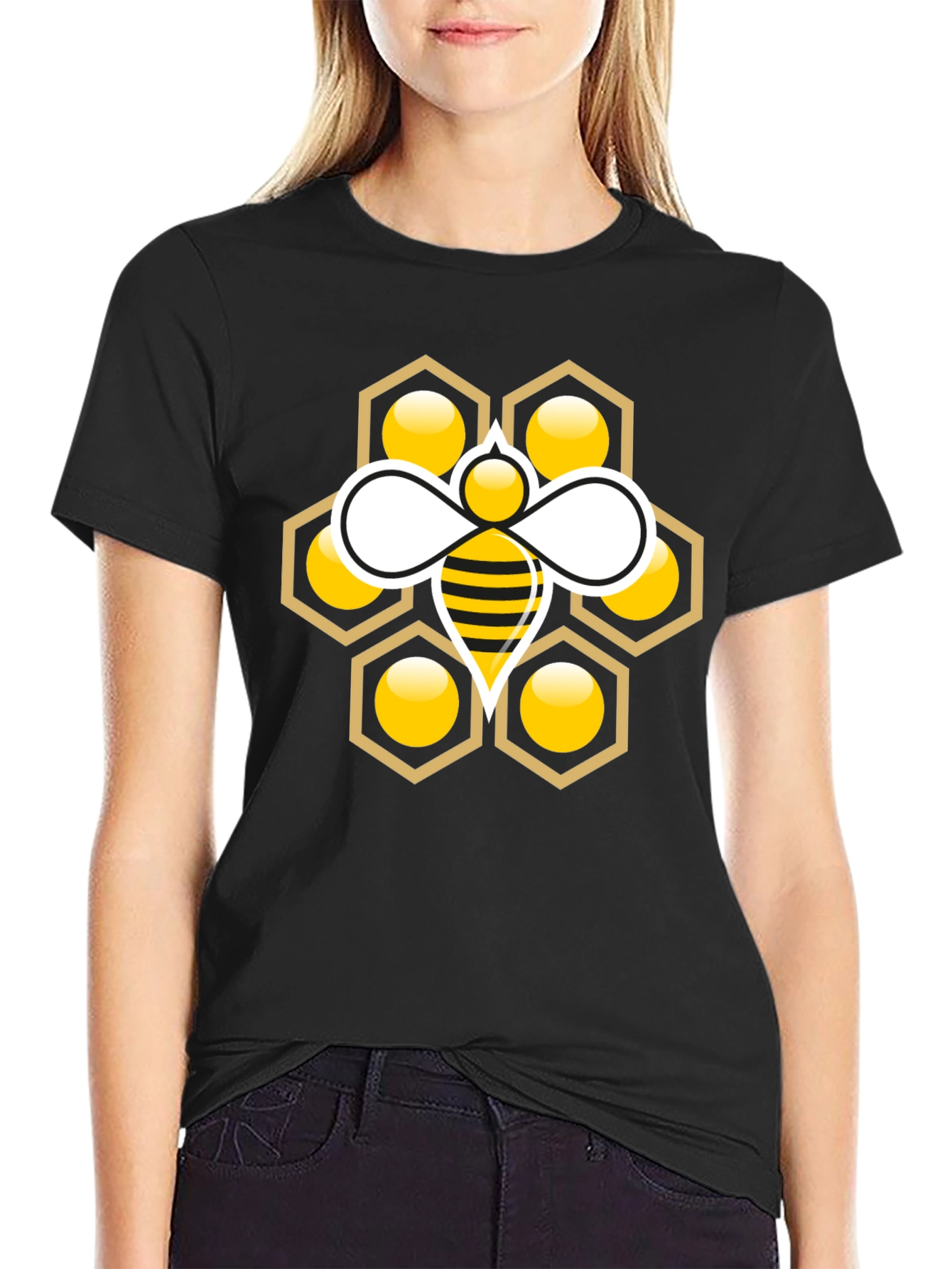 Honeycomb Bee Graphic Tee - Stylish Cotton T-Shirt