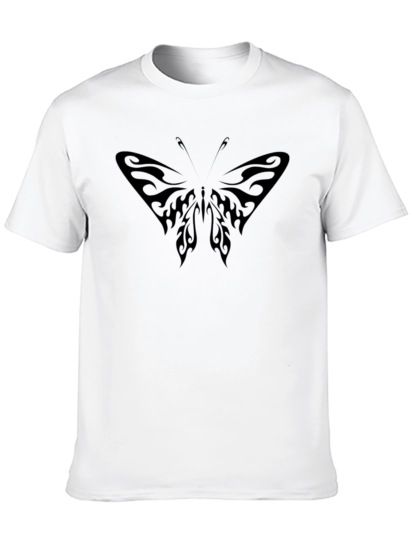 Tribal Butterfly Graphic Black T-Shirt