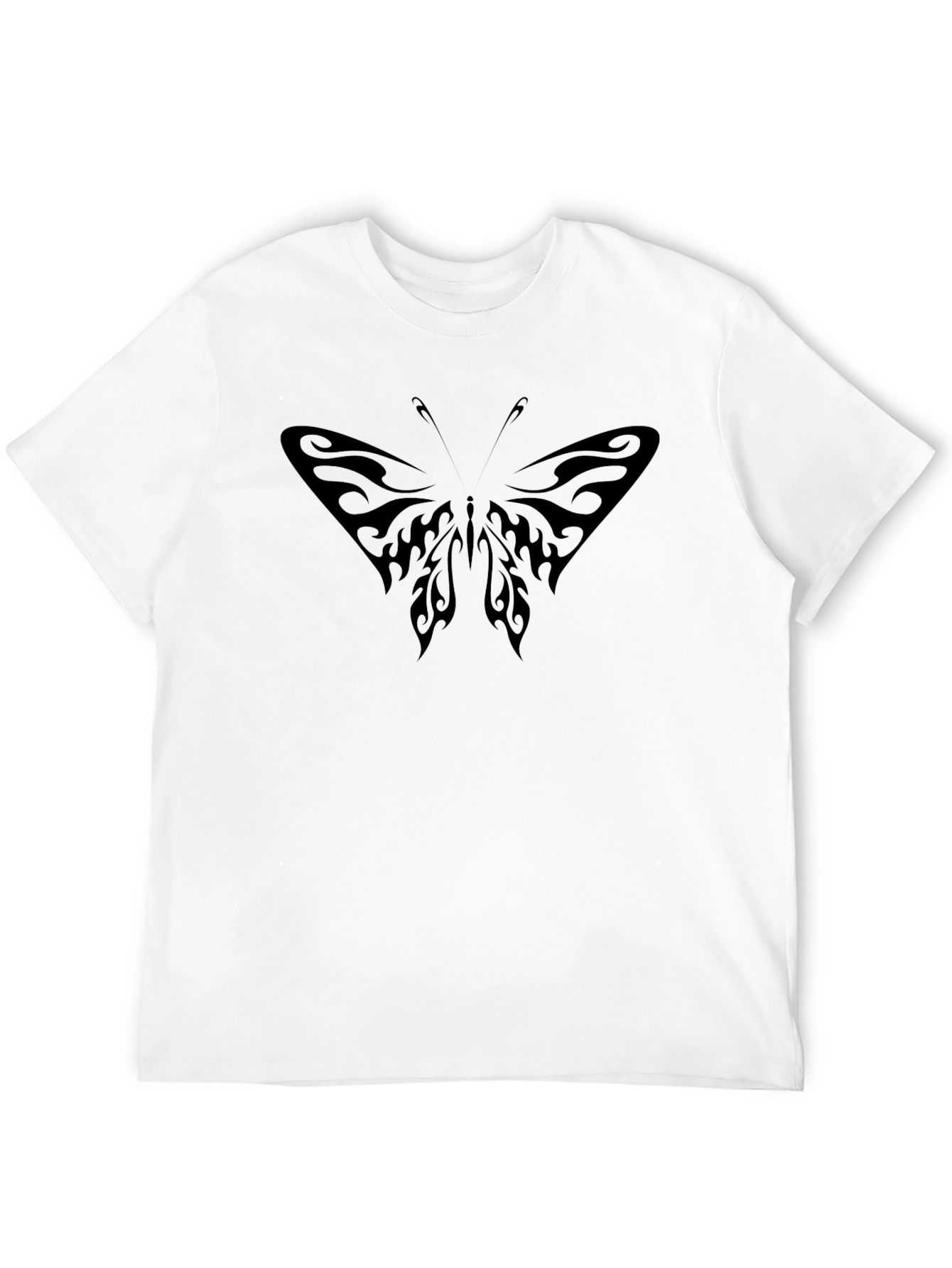 Tribal Butterfly Graphic Black T-Shirt