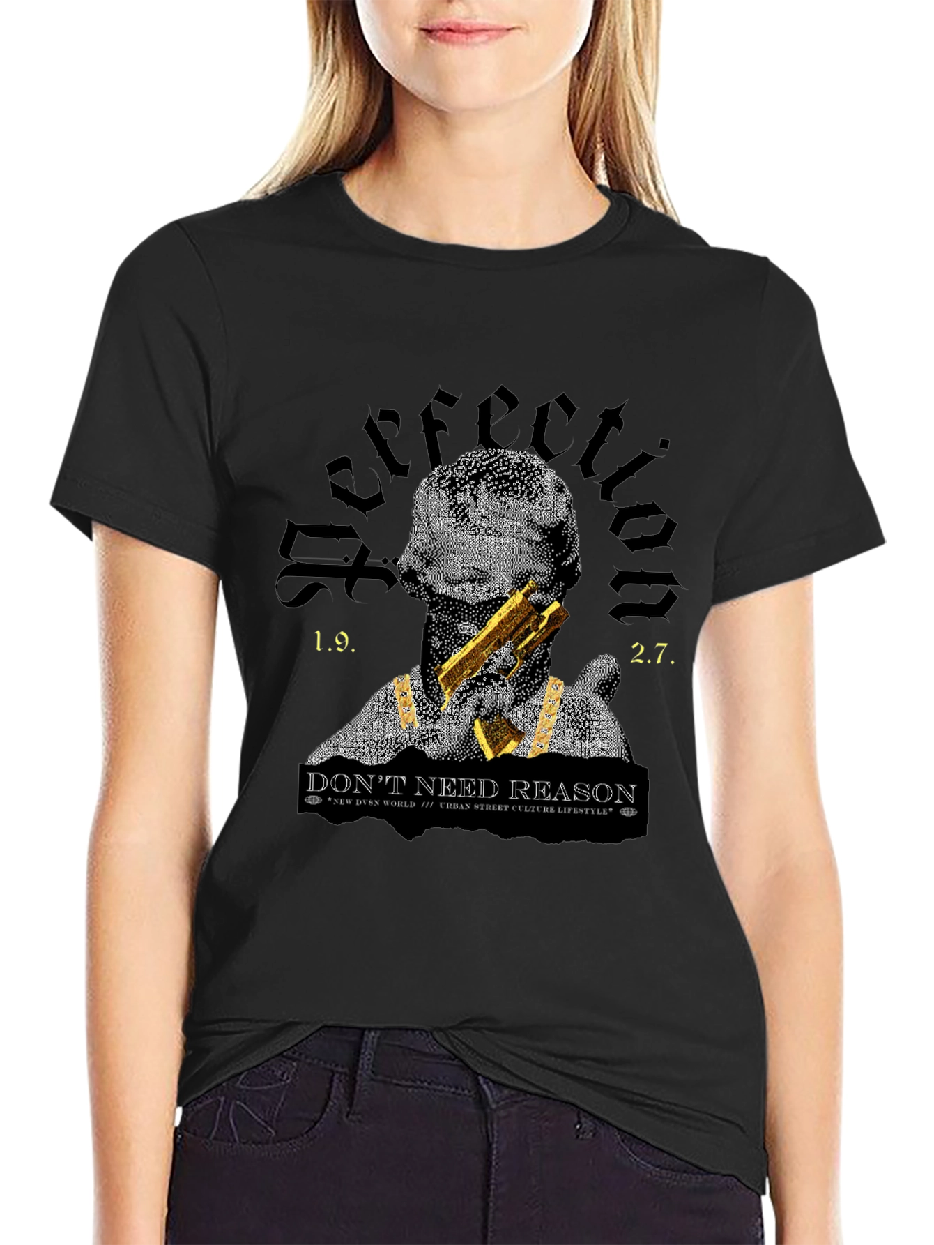 Graphic Tee: Perfection-Dont Need Reason Black T-Shirt