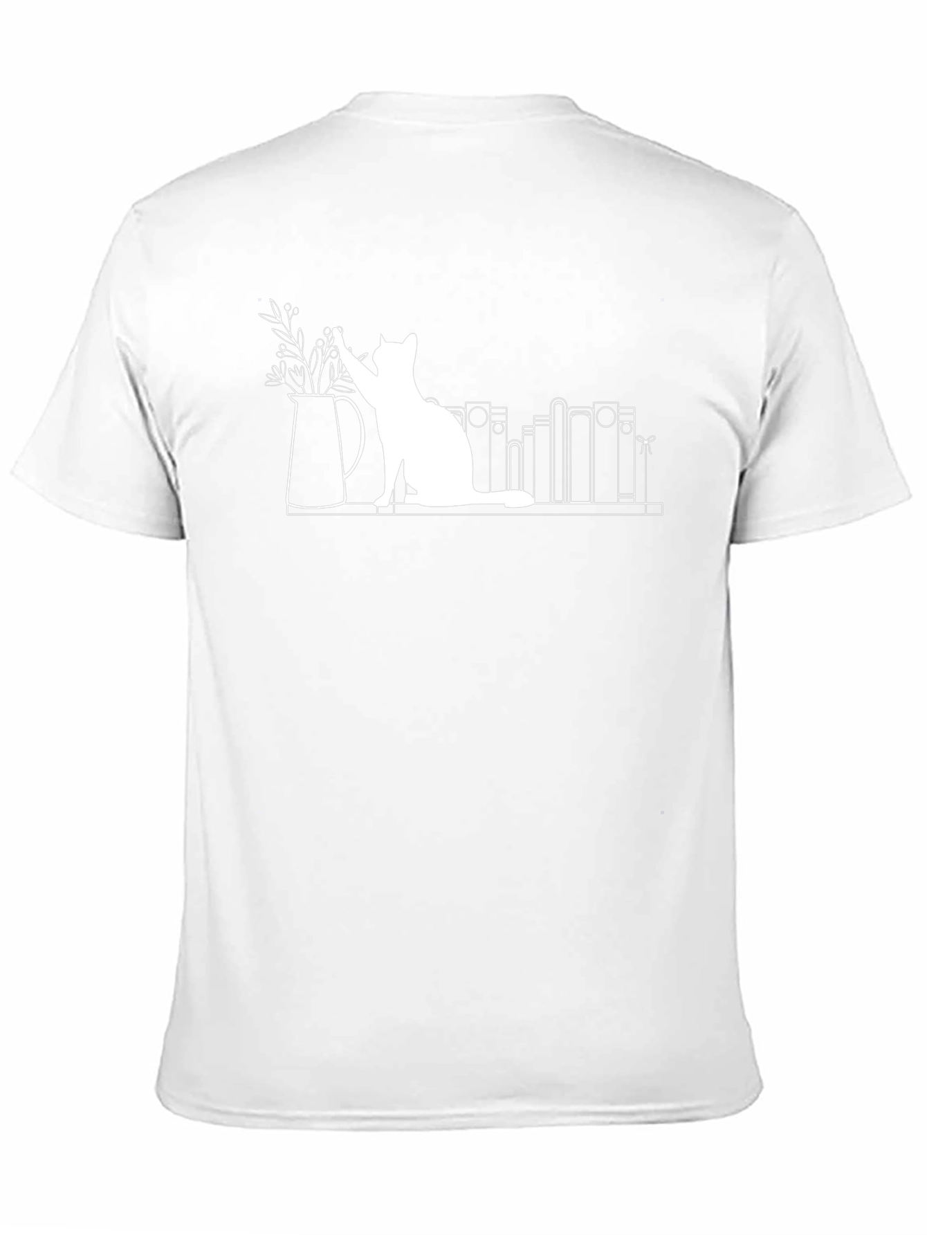 Quirky Cat & Books T-Shirt - Unique Graphic Tee