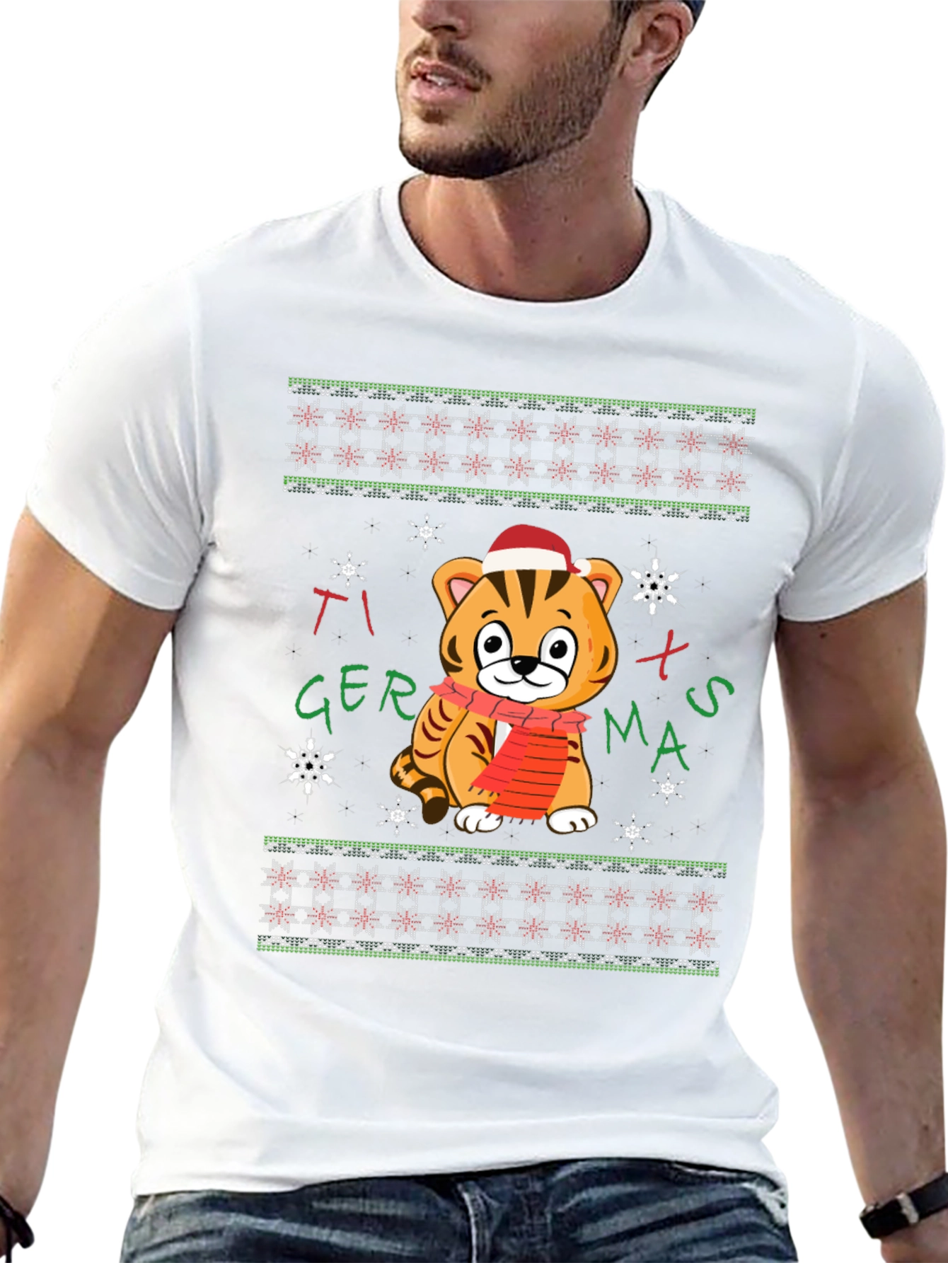 Tiger Xmas T-Shirt - Festive Holiday Wear