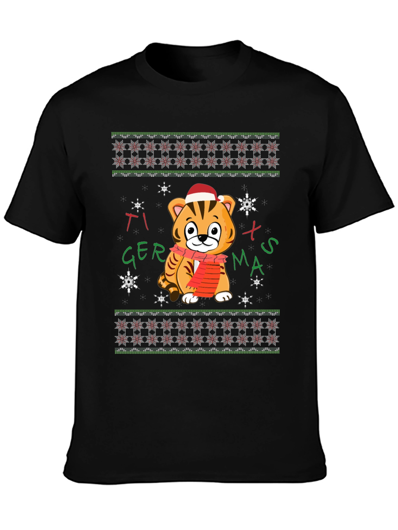 Tiger Xmas T-Shirt - Festive Holiday Wear