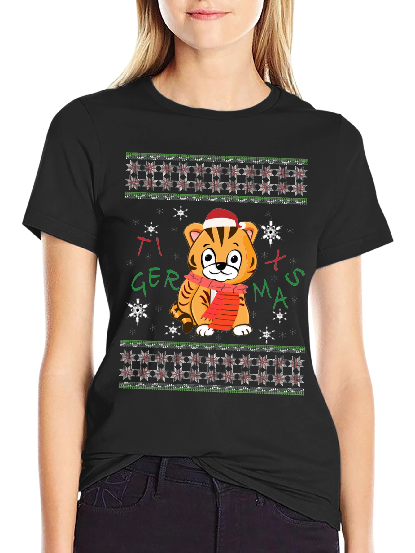 Tiger Xmas T-Shirt - Festive Holiday Wear