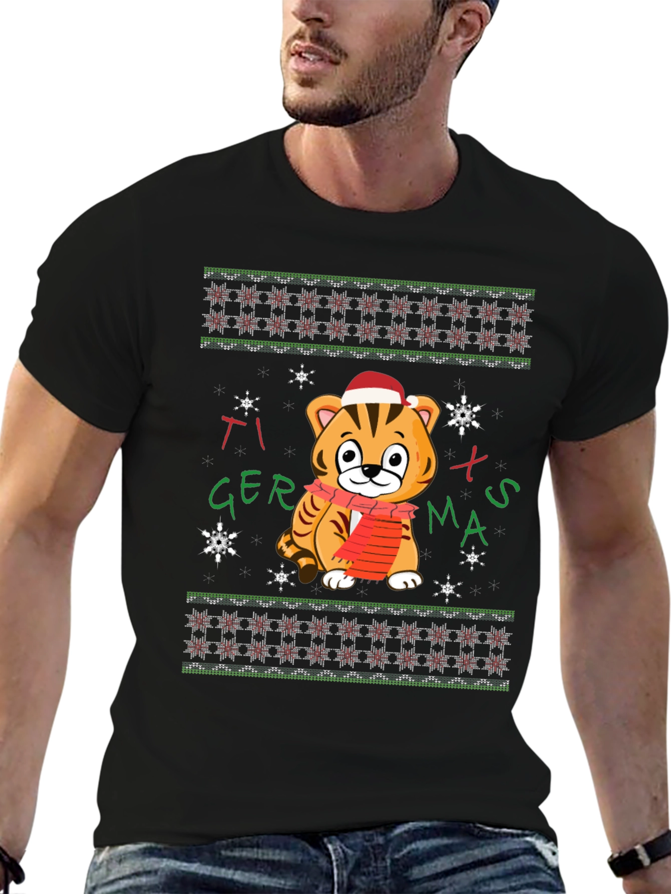 Tiger Xmas T-Shirt - Festive Holiday Wear