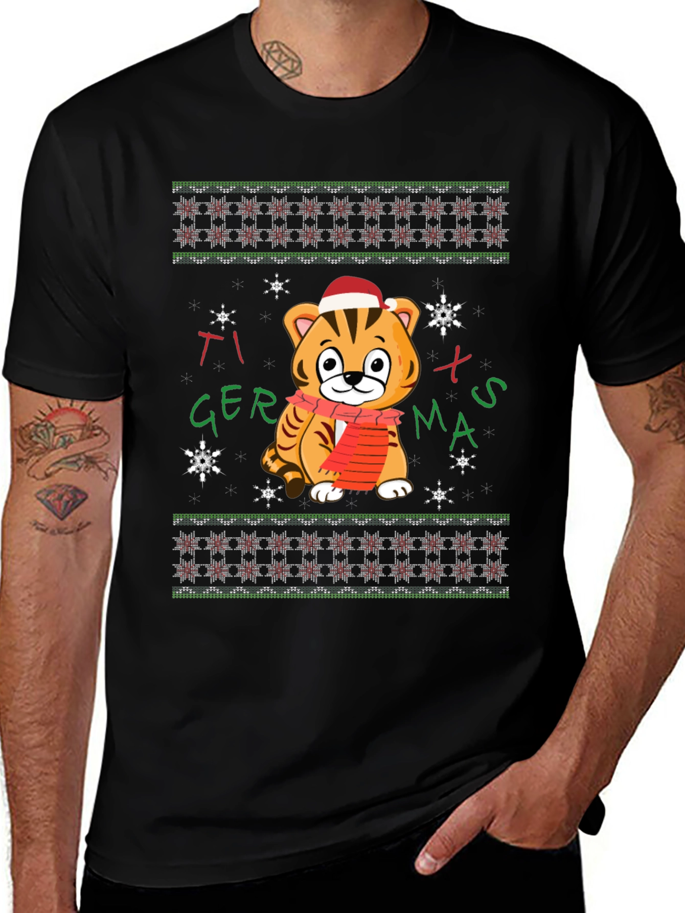 Tiger Xmas T-Shirt - Festive Holiday Wear