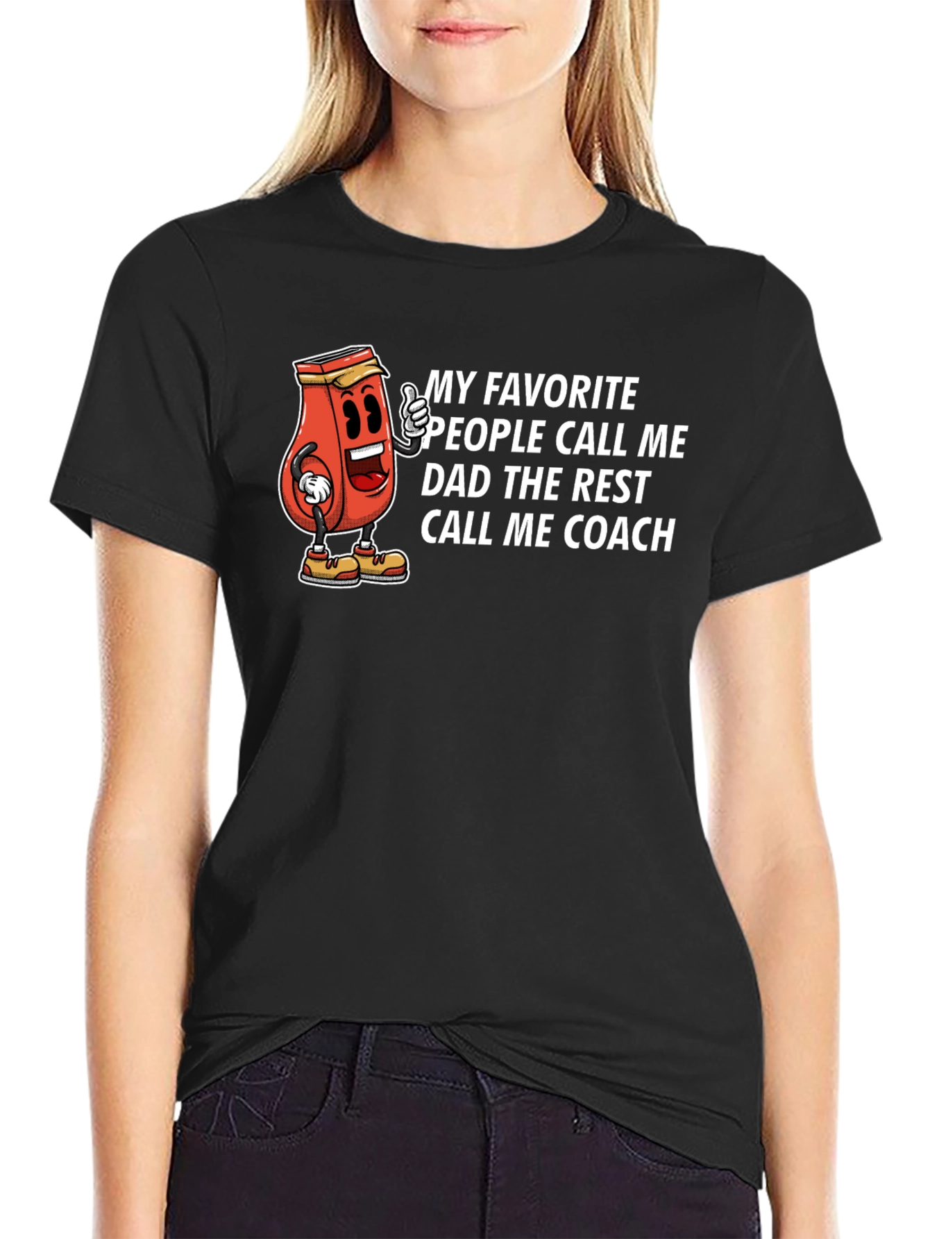Dad Coach T-Shirt - Humorous Ketchup Cartoon Tee