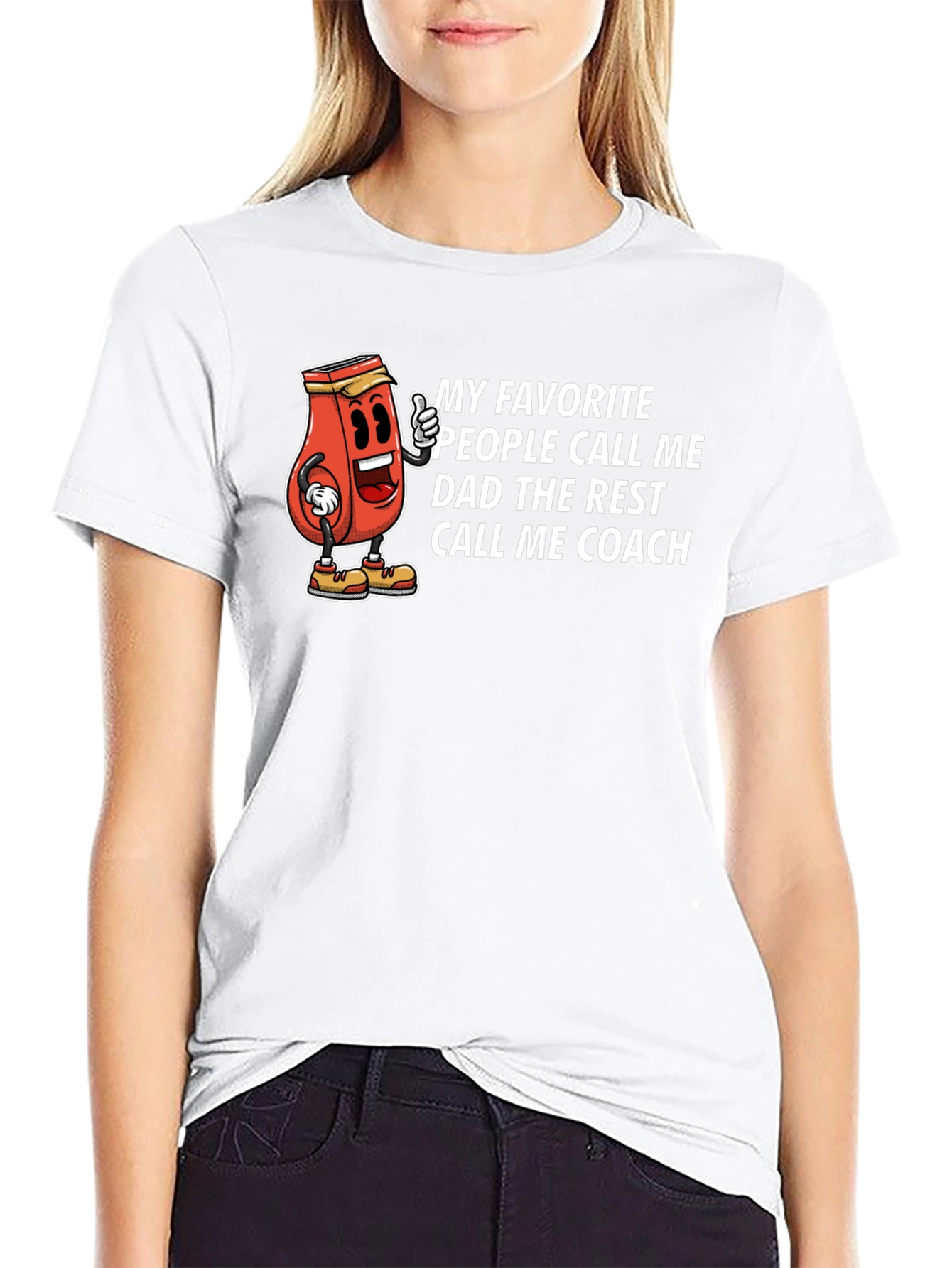 Dad Coach T-Shirt - Humorous Ketchup Cartoon Tee