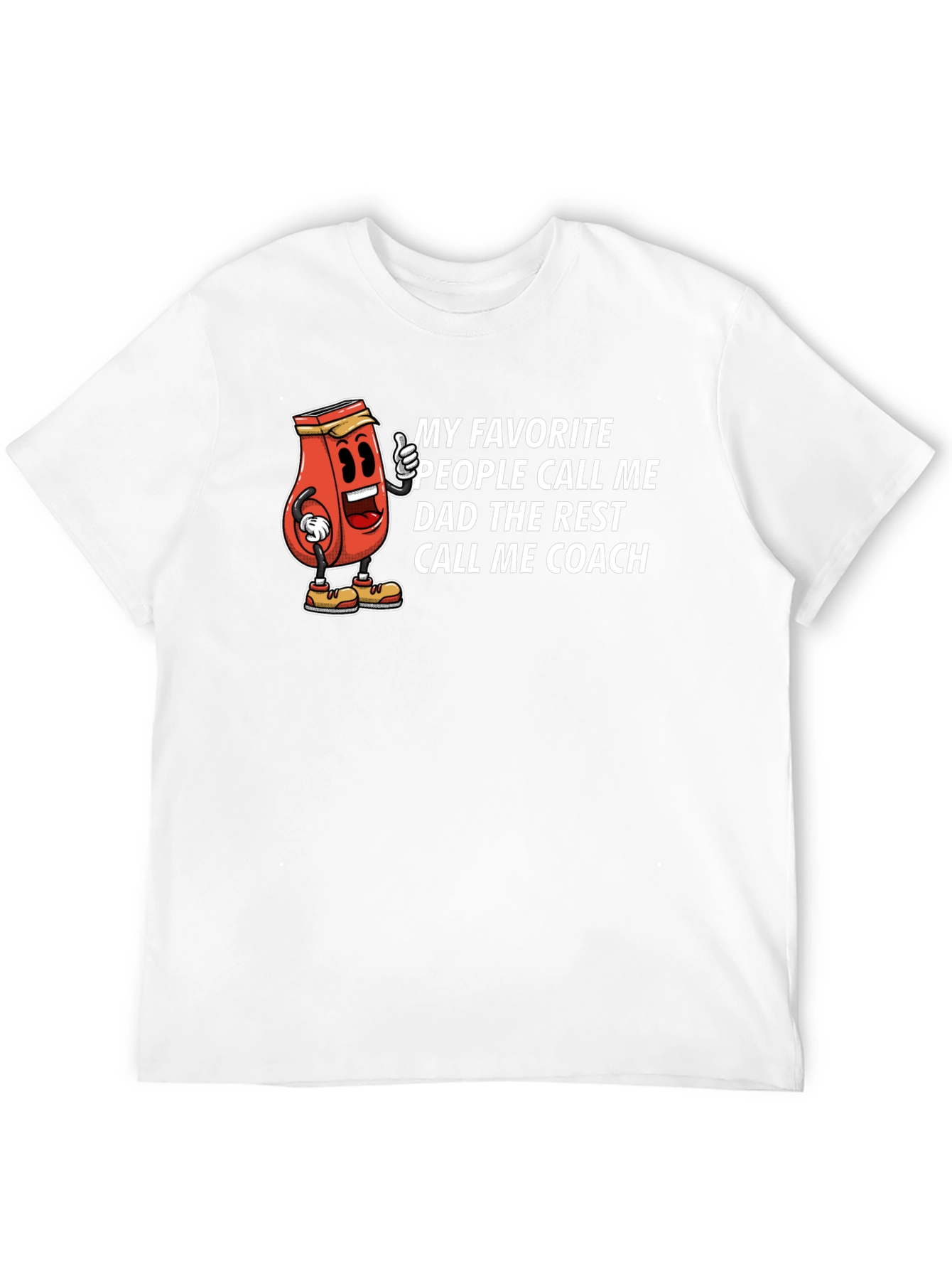 Dad Coach T-Shirt - Humorous Ketchup Cartoon Tee