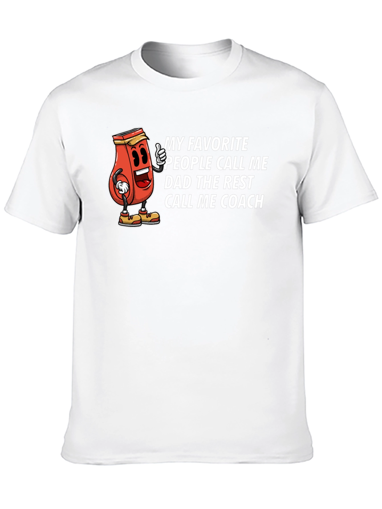 Dad Coach T-Shirt - Humorous Ketchup Cartoon Tee