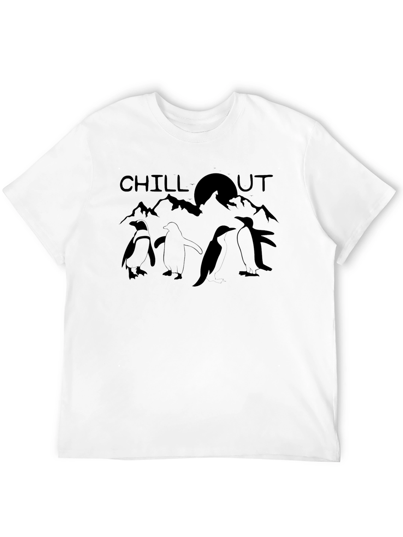 Chill Out Penguins Graphic Tee - Cool Black T-Shirt