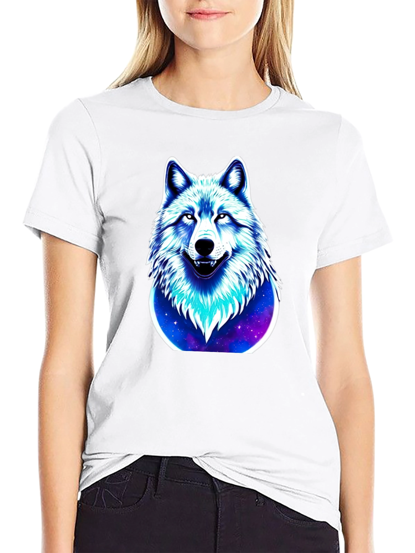 Wolf Galaxy Graphic Black T-Shirt