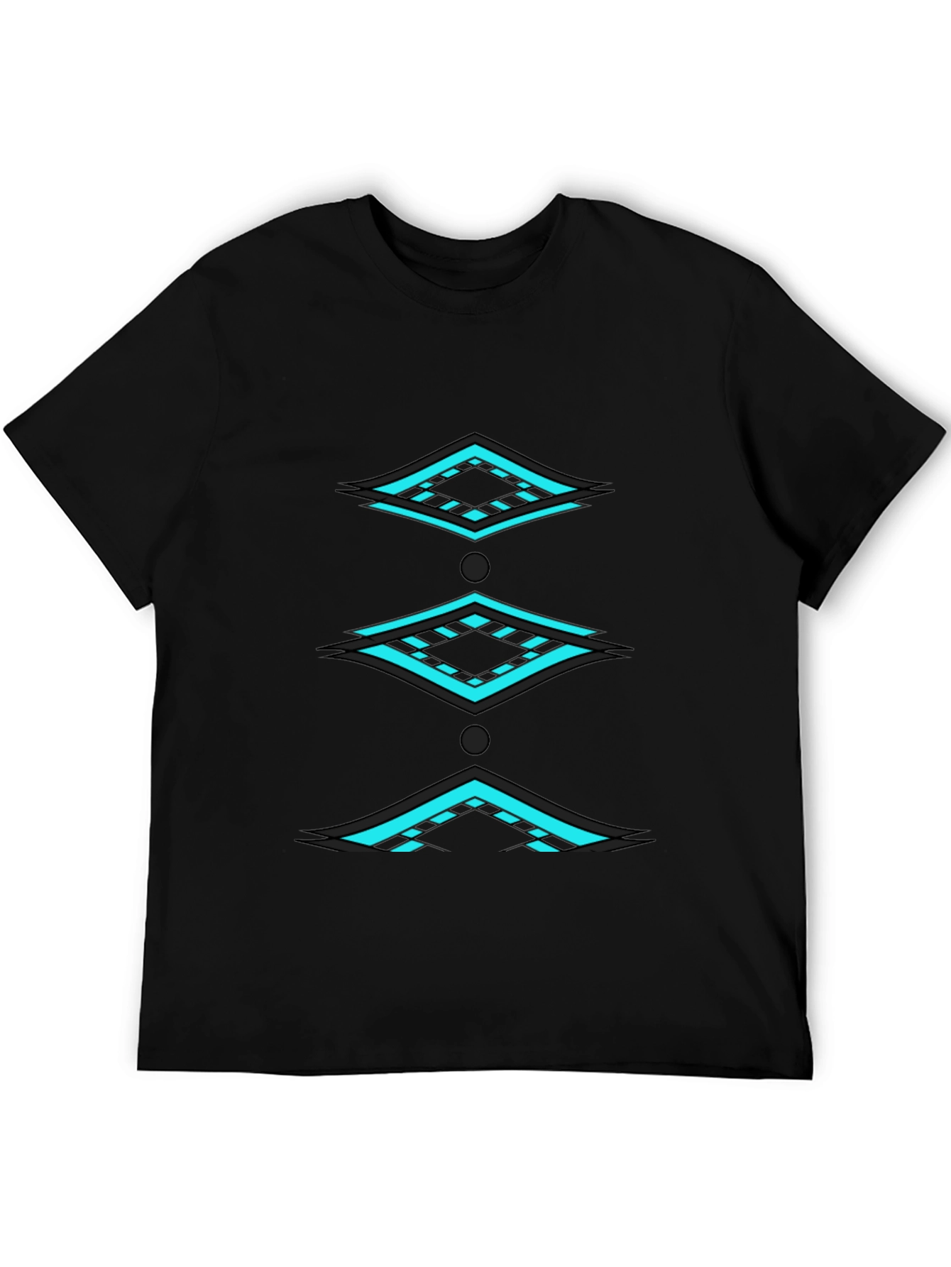 Geometric Diamond Pattern Black T-Shirt