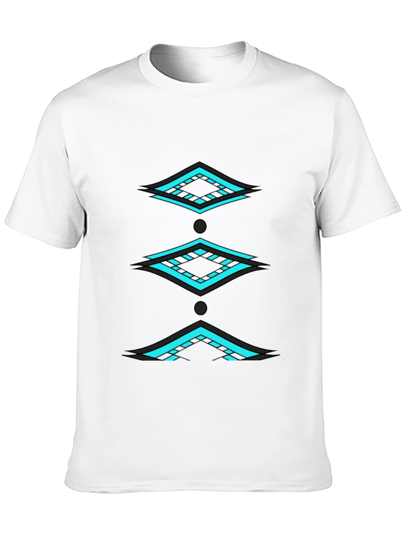 Geometric Diamond Pattern Black T-Shirt