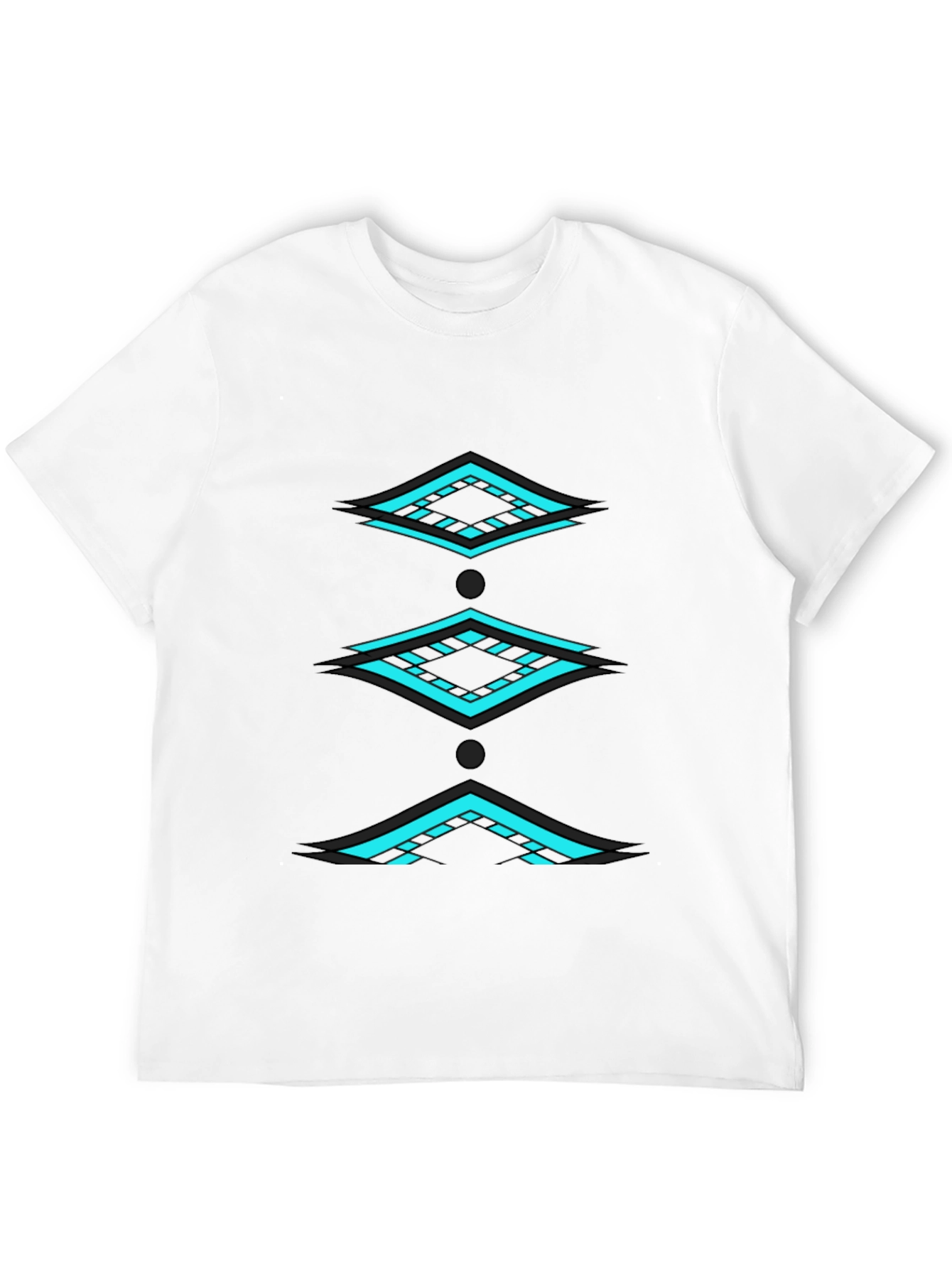 Geometric Diamond Pattern Black T-Shirt