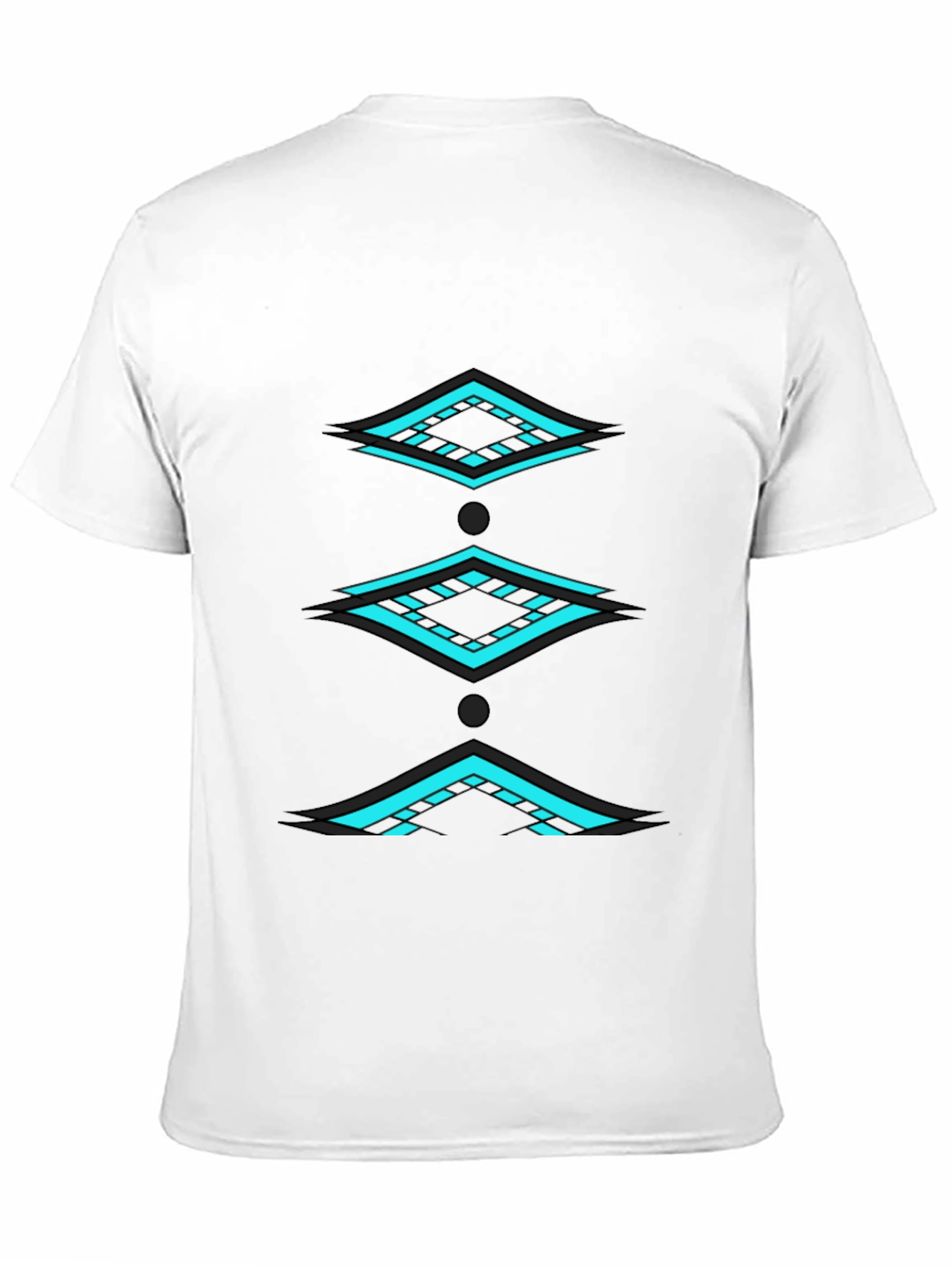 Geometric Diamond Pattern Black T-Shirt