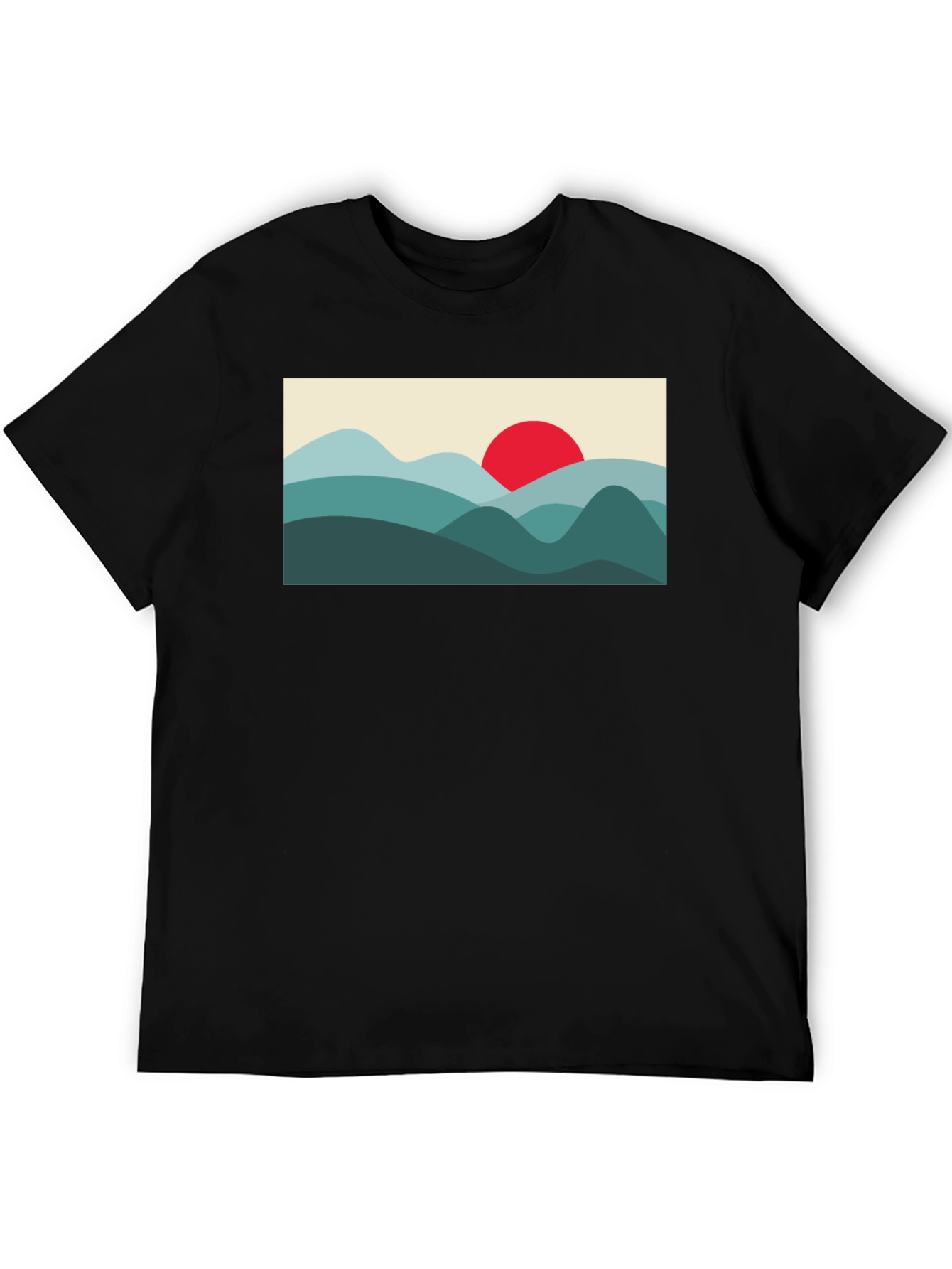 Mountains and Sun Graphic Tee - Black