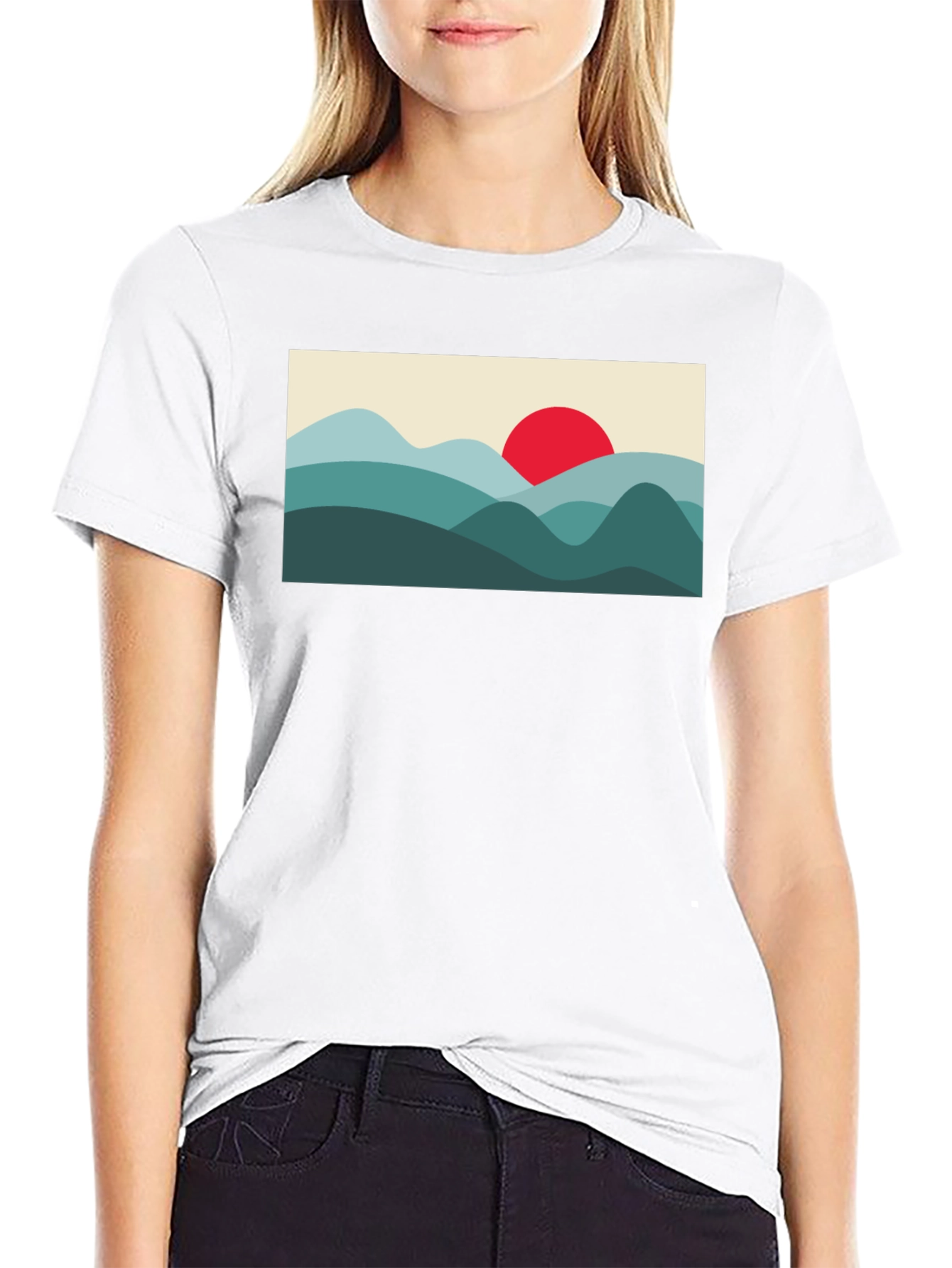 Mountains and Sun Graphic Tee - Black