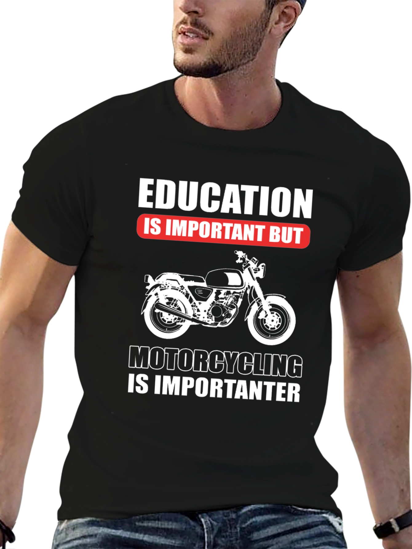 Education vs. Motorcycling Graphic Tee