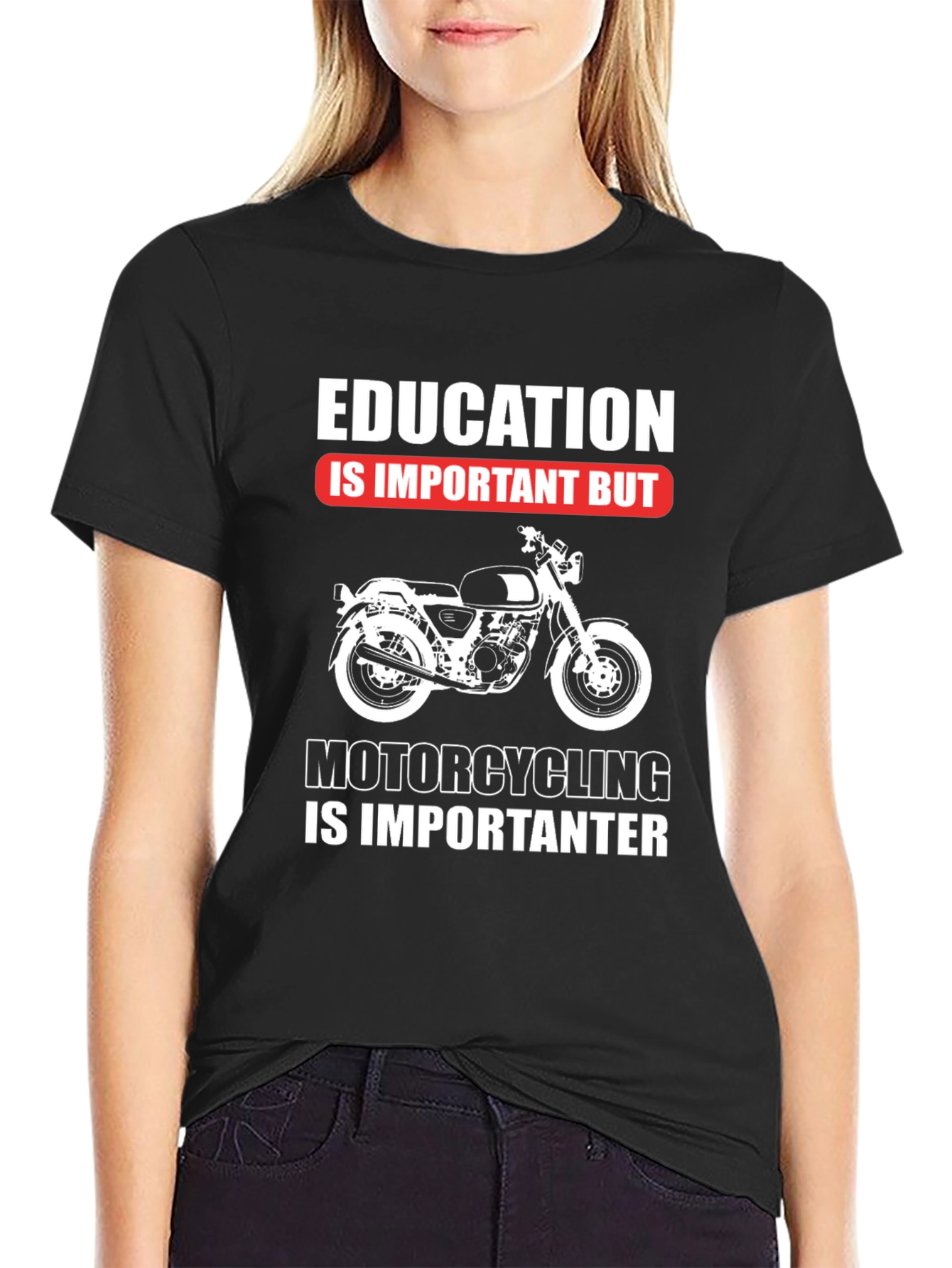 Education vs. Motorcycling Graphic Tee