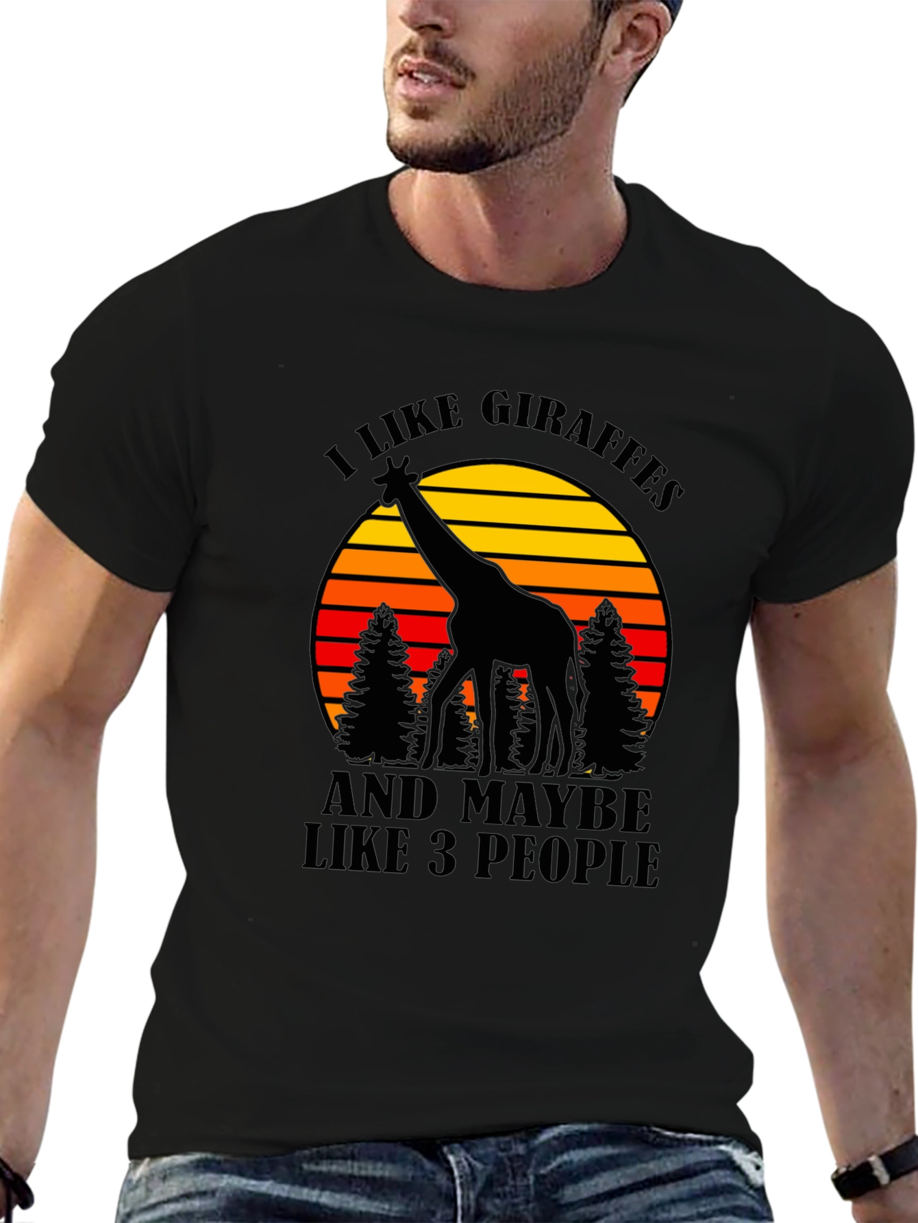 I Like Giraffes T-Shirt - Mens Black Tee