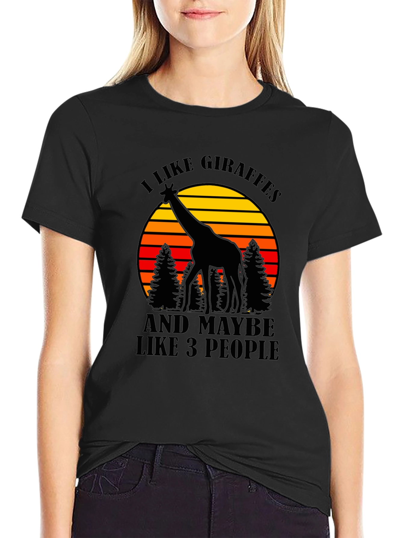 I Like Giraffes T-Shirt - Mens Black Tee