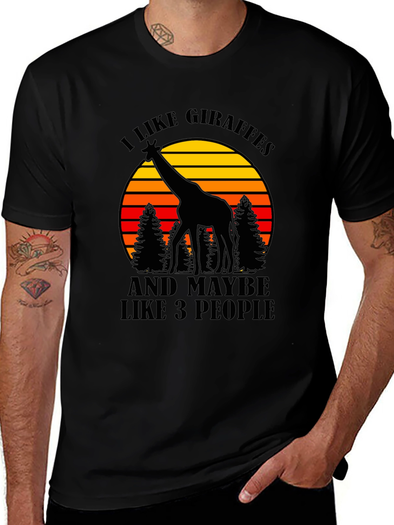I Like Giraffes T-Shirt - Mens Black Tee