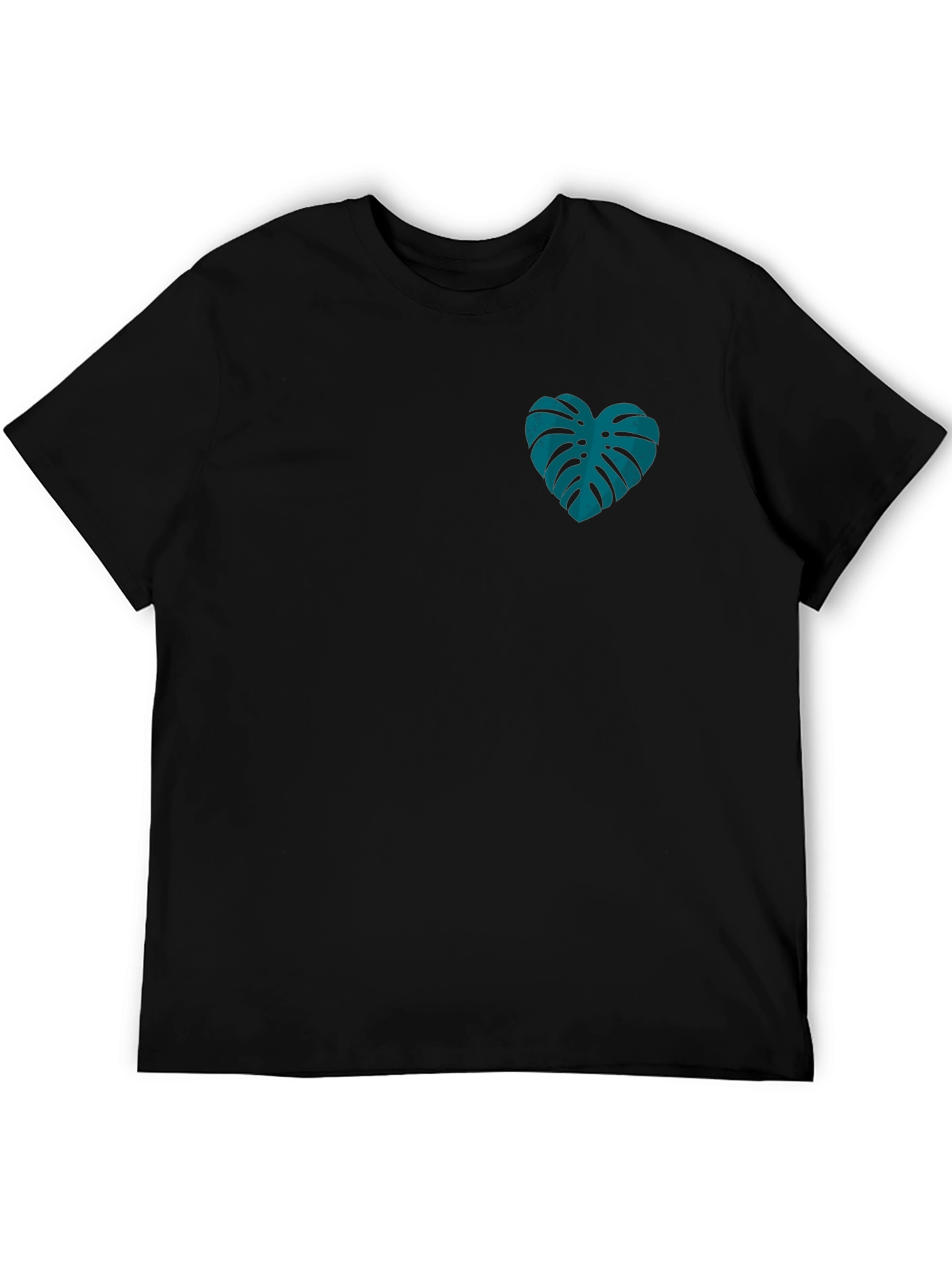 Monstera Heart Graphic Tee - Black Casual T-Shirt