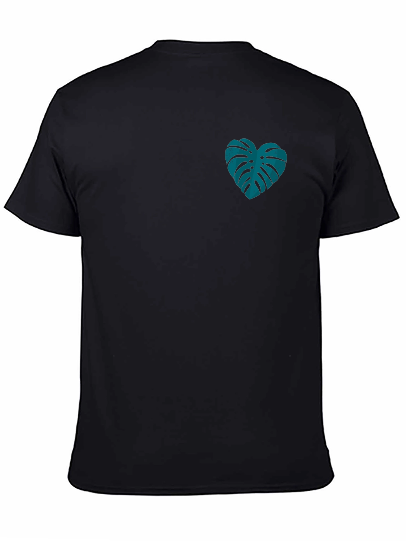 Monstera Heart Graphic Tee - Black Casual T-Shirt